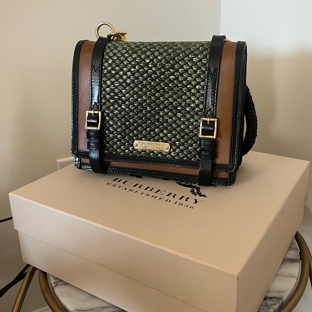 Burberry Green and Brown Woven Bag